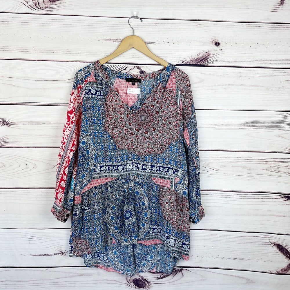 Sanctuary Bohemian Patchwork Ruffle Dress Sz Small - Picture 2 of 5